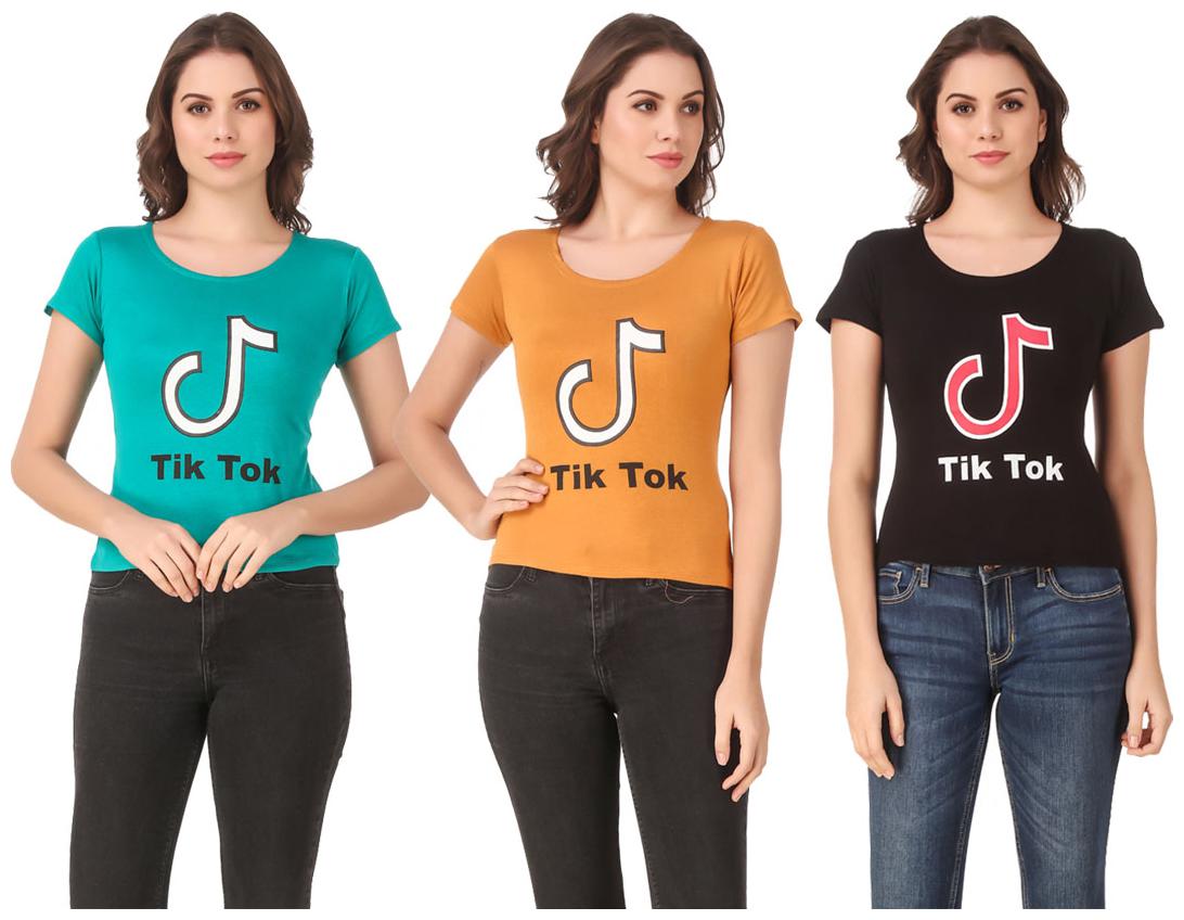 

AARYA WORLD Women Lycra Printed Multi T Shirt