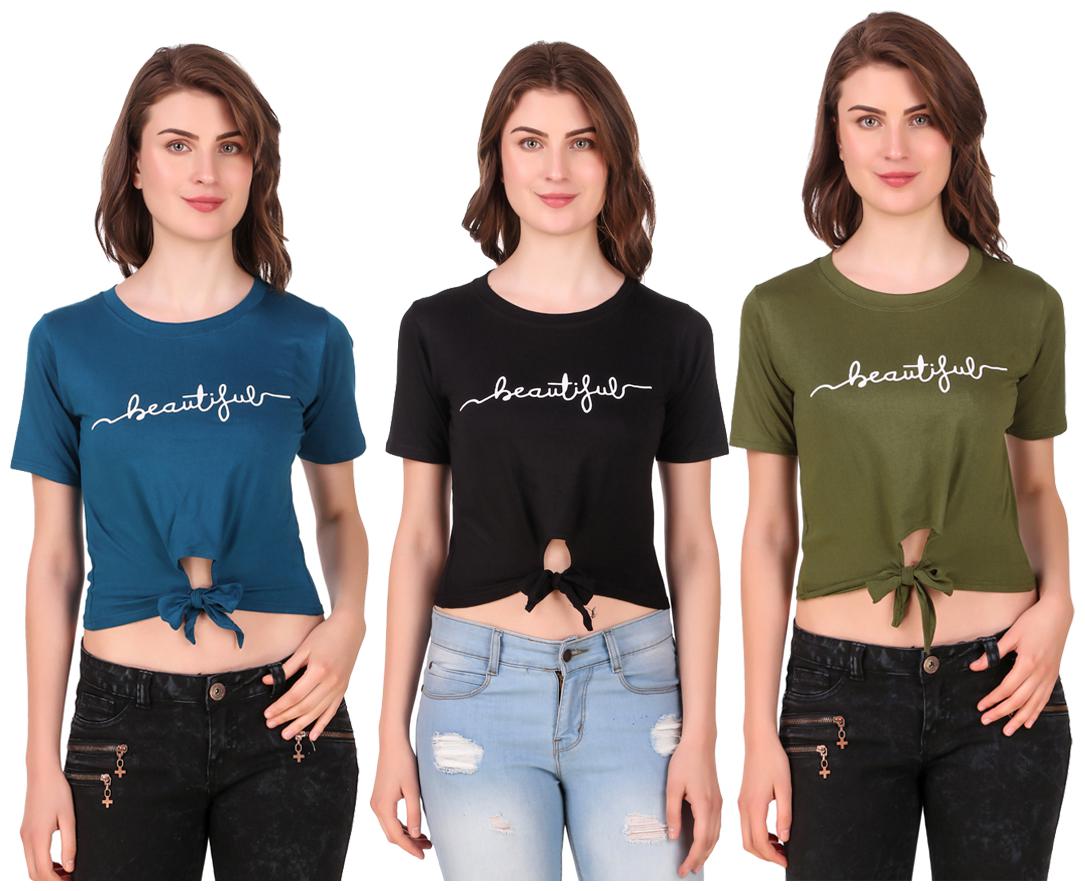 

AARYA WORLD Women Solid Crop top - Multi