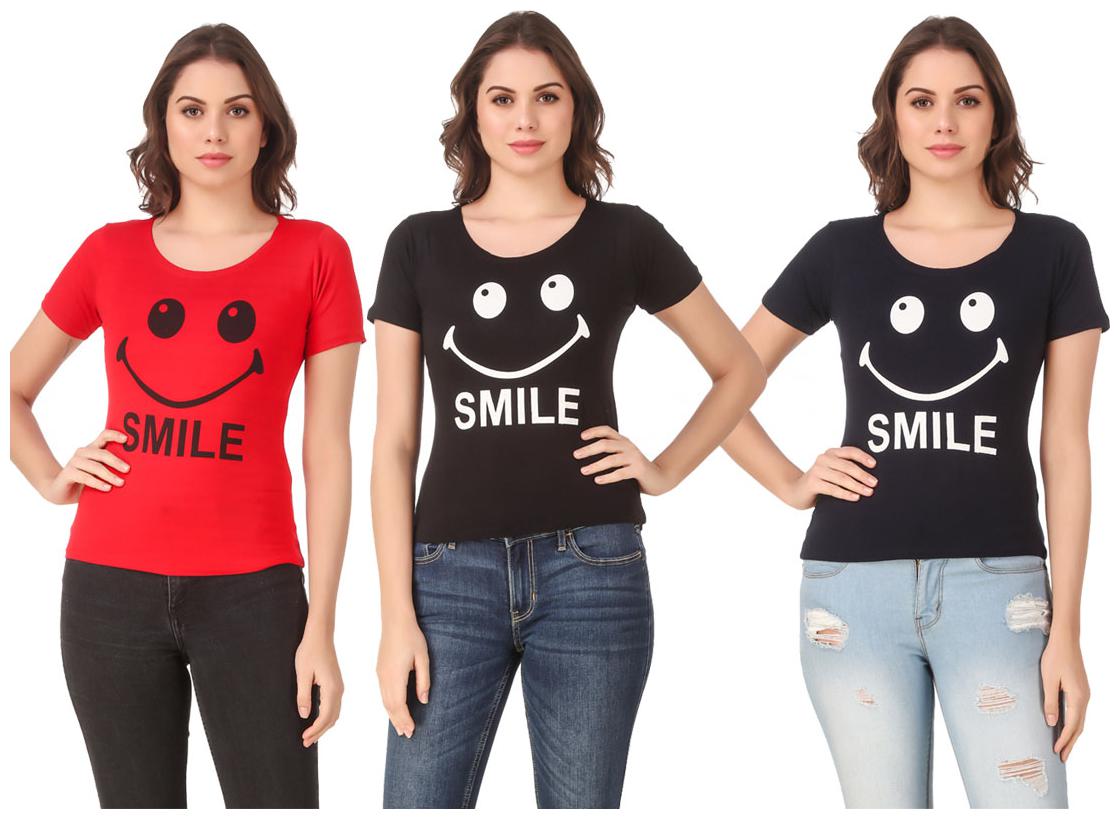 

AARYA WORLD Women Lycra Printed Multi T Shirt