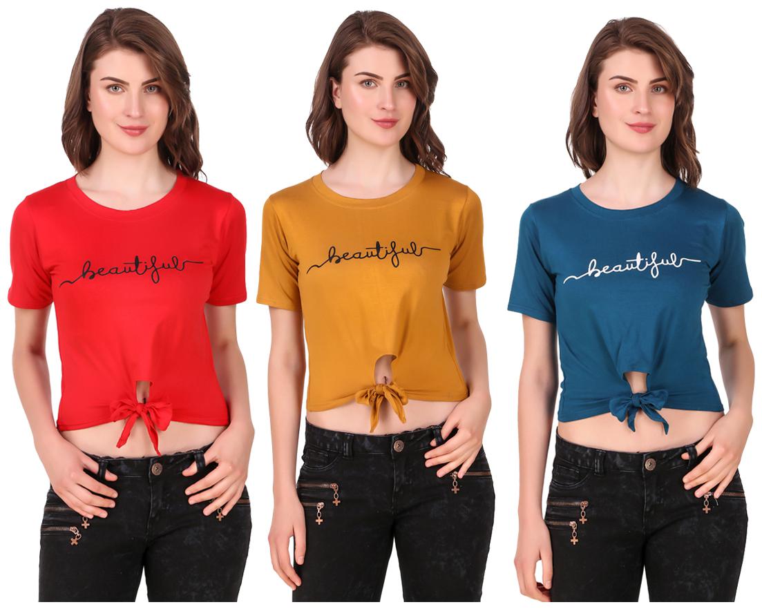 

AARYA WORLD Women Solid Crop top - Multi