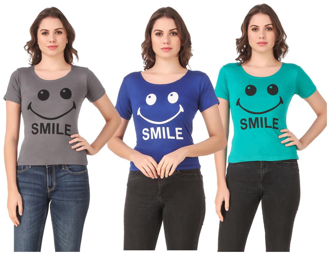 

AARYA WORLD Women Lycra Printed Multi T Shirt