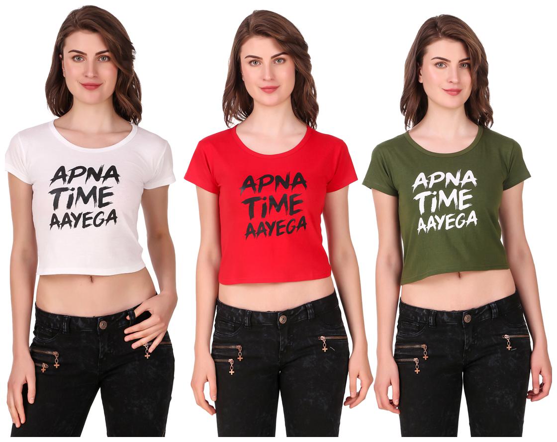 

AARYA WORLD Women Solid Crop top - Multi