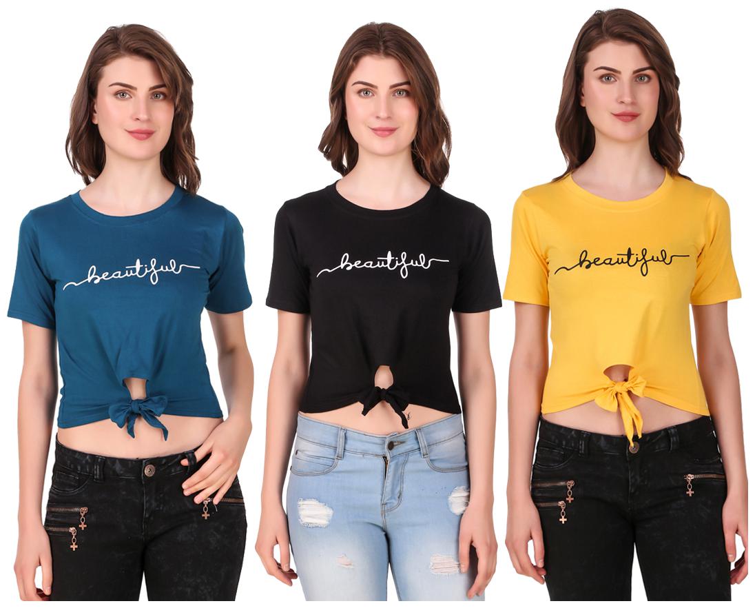 

AARYA WORLD Women Solid Crop top - Multi