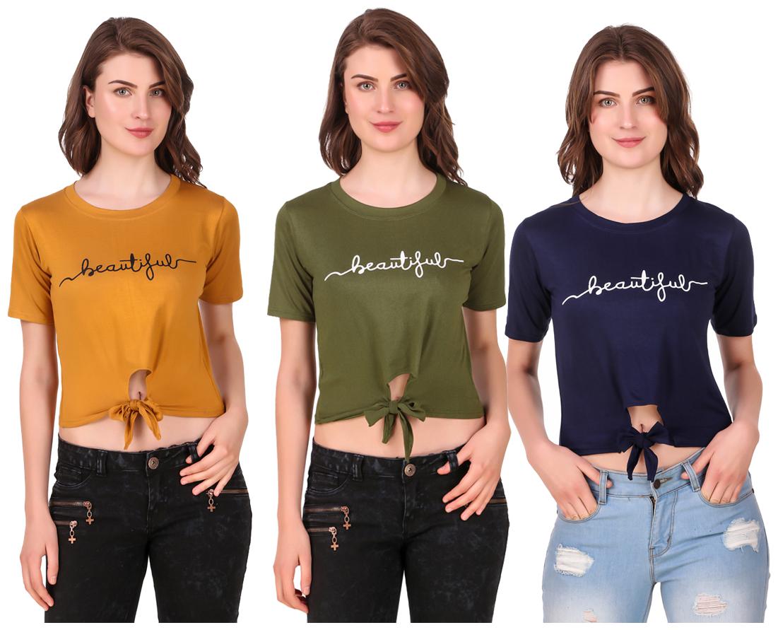 

AARYA WORLD Women Solid Crop top - Multi