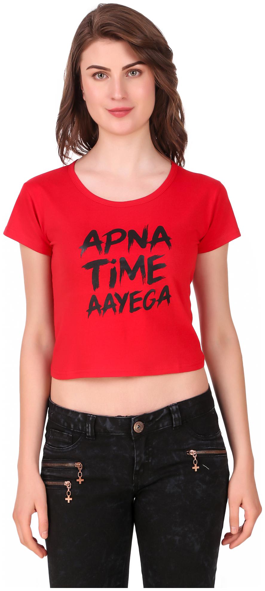 

AARYA WORLD Women Solid Crop top - Red