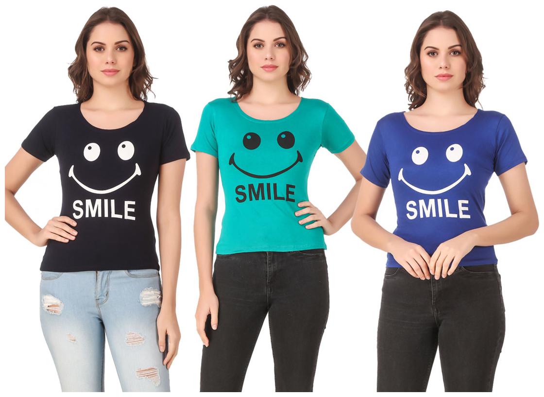 

AARYA WORLD Women Lycra Printed Multi T Shirt