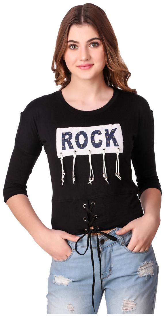 

AARYA WORLD Women Printed Regular top - Black