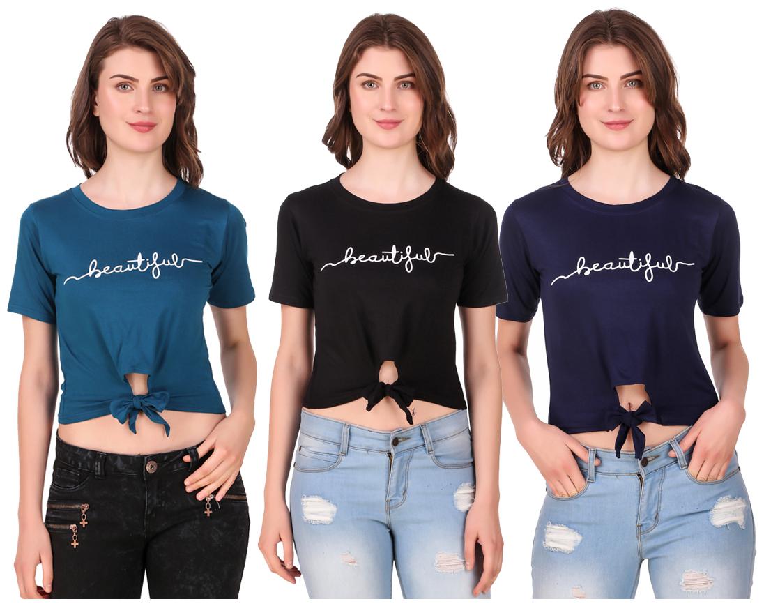 

AARYA WORLD Women Solid Crop top - Multi