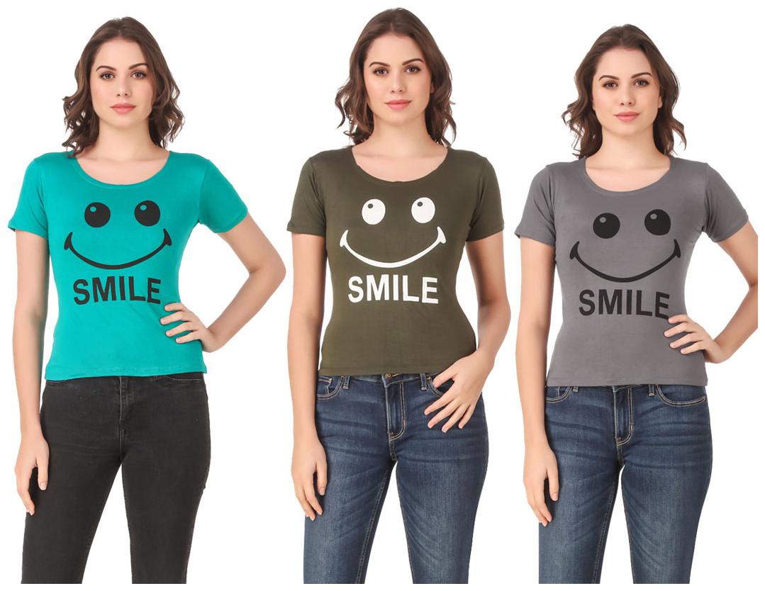 

AARYA WORLD Women Lycra Printed Multi T Shirt