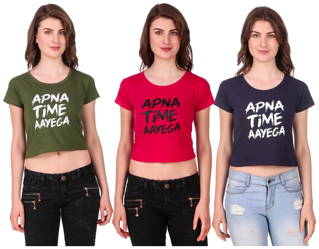 

AARYA WORLD Women Solid Crop top - Multi