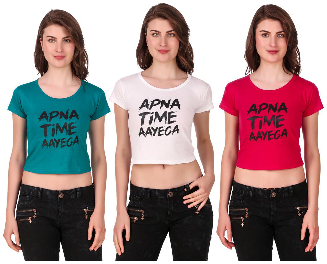 

AARYA WORLD Women Solid Crop top - Multi