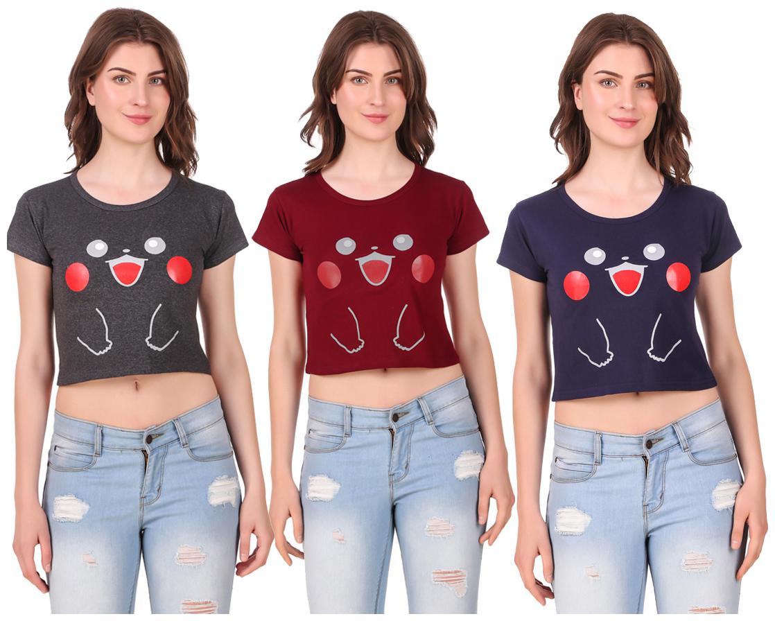 

AARYA WORLD Women Solid Crop top - Multi