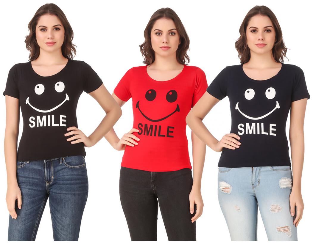 

AARYA WORLD Women Lycra Printed Multi T Shirt