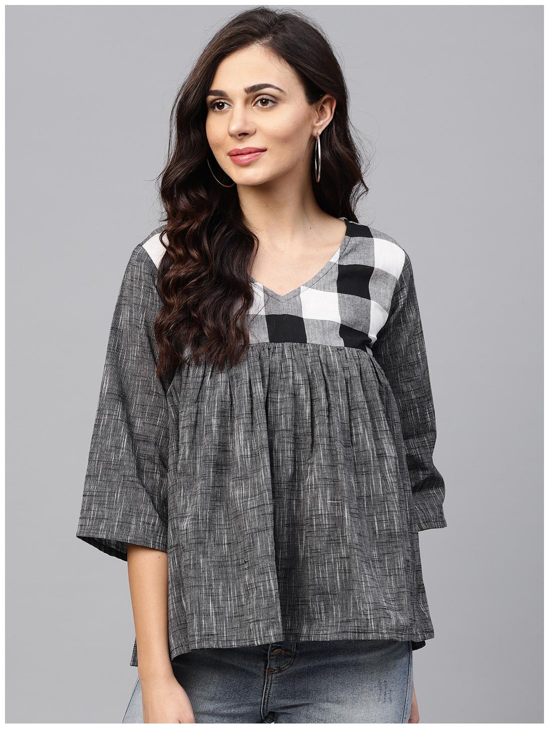 

AASI- HOUSE OF NAYO Women Solid Regular top - Grey