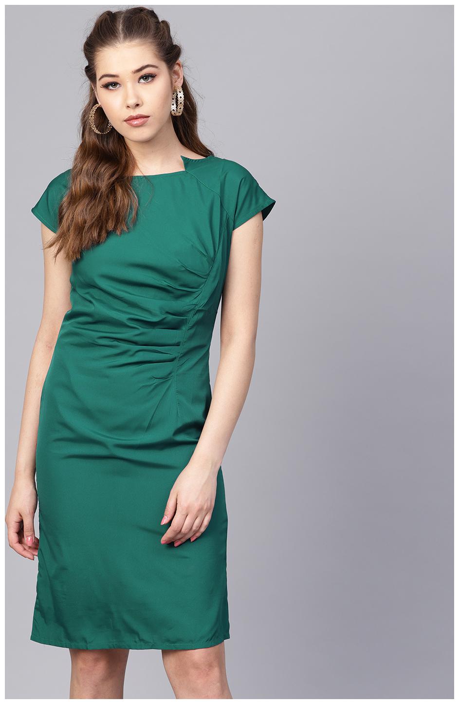 

AASI- HOUSE OF NAYO Green Solid Bodycon dress