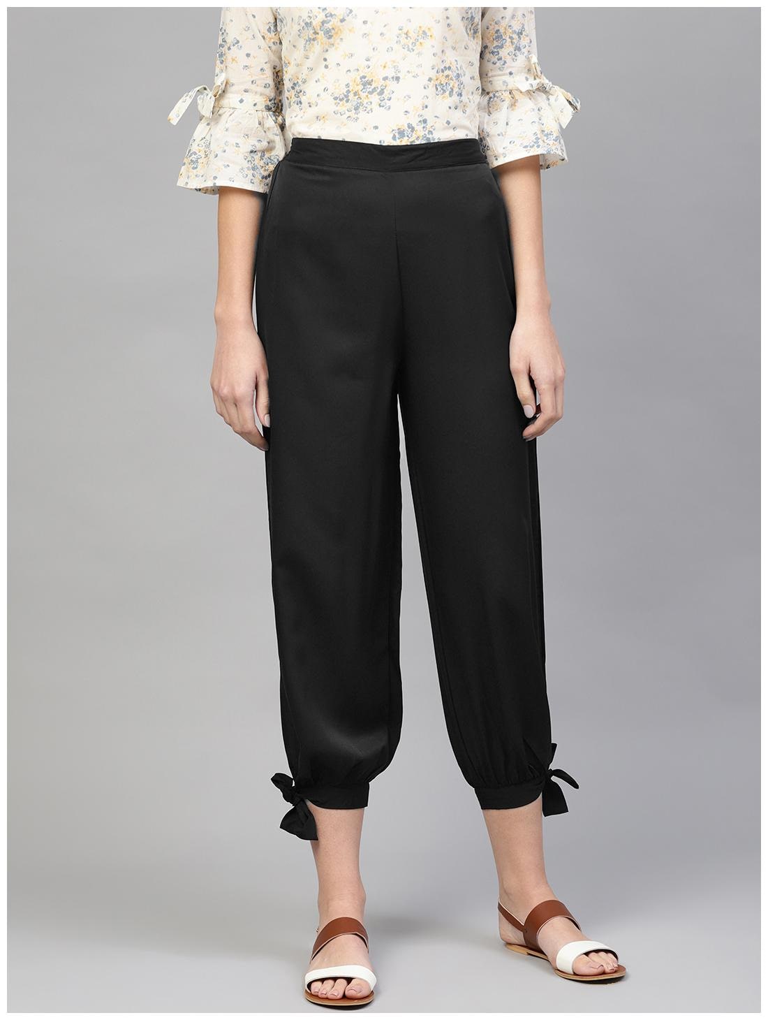 

AASI- HOUSE OF NAYO Women Black Regular fit Regular trousers