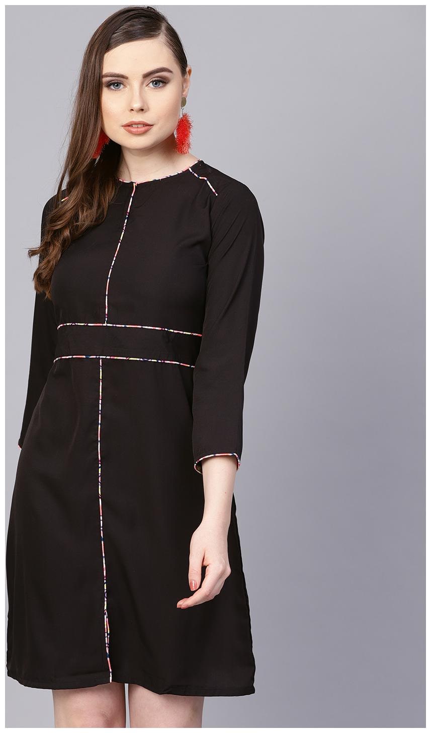 

AASI- HOUSE OF NAYO Black Solid A-line dress