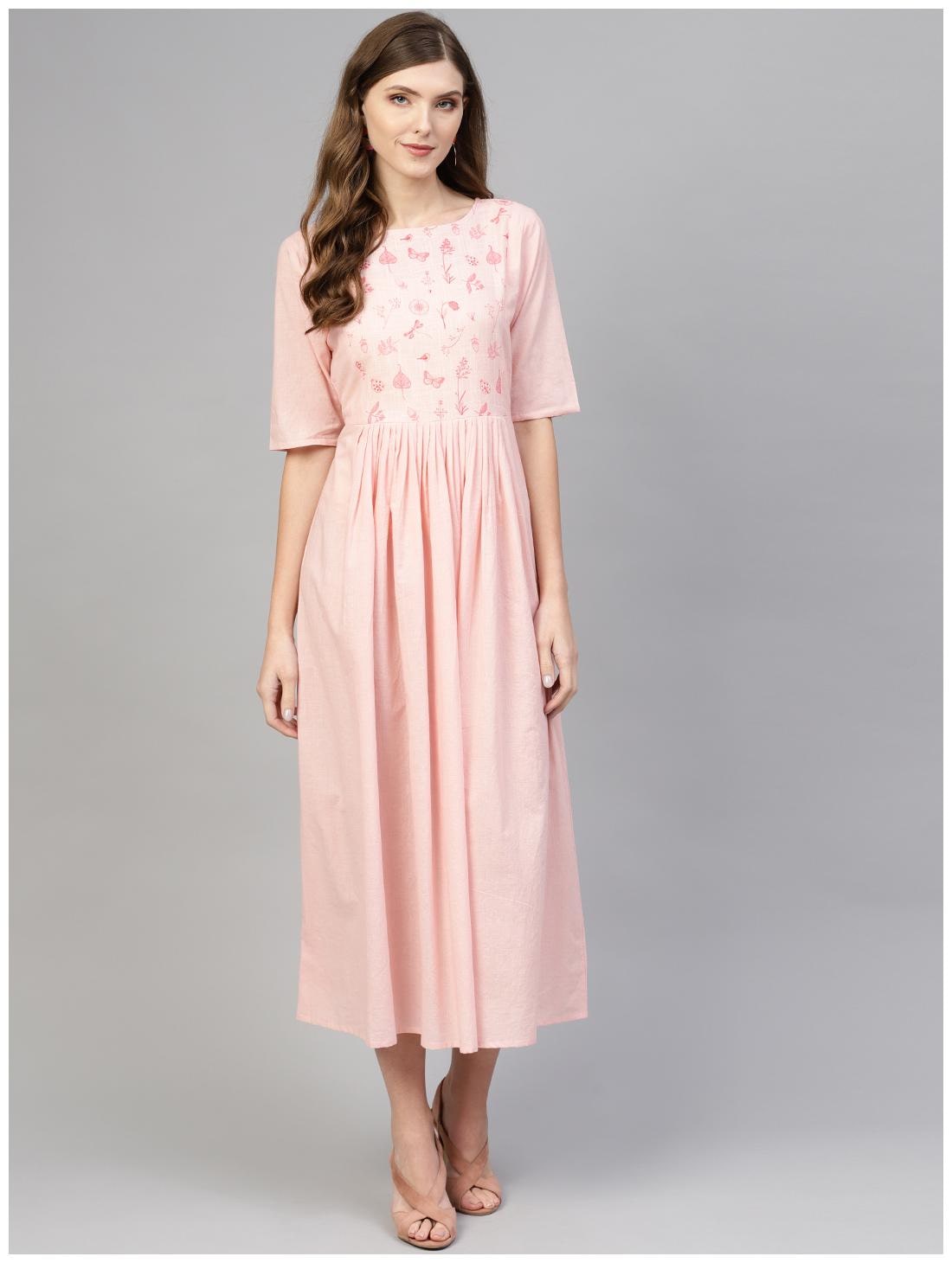 

AASI- HOUSE OF NAYO Pink Printed A-line dress
