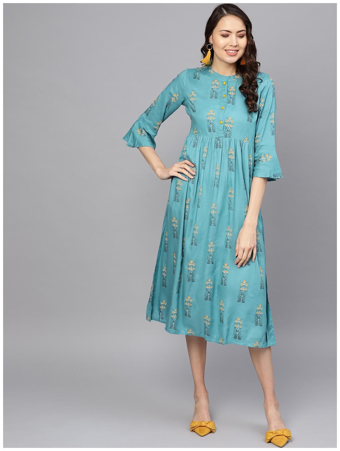 

AASI- HOUSE OF NAYO Blue Printed Maxi dress