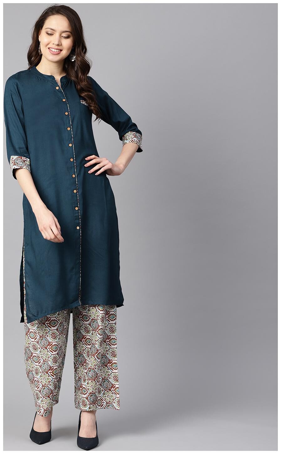 

AASI- HOUSE OF NAYO Women Multi Solid Straight Kurta With Palazzo