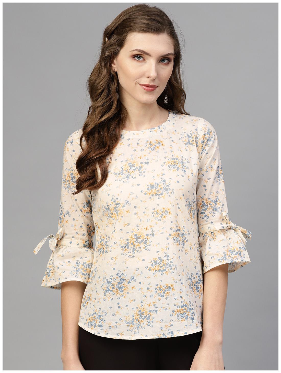 

AASI- HOUSE OF NAYO Women Cotton Regular Top -White