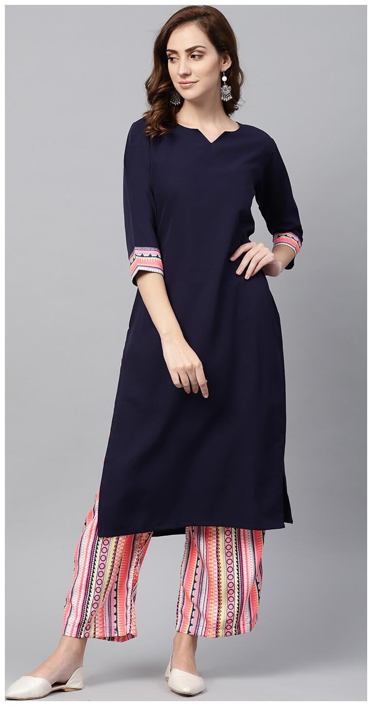 

AASI- HOUSE OF NAYO Women Multi Solid Straight Kurta With Palazzo