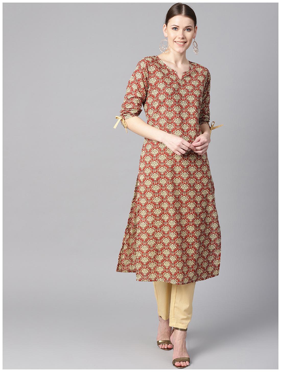 

AASI- HOUSE OF NAYO Women Multi Ethnic Motifs Straight Kurta With Trousers