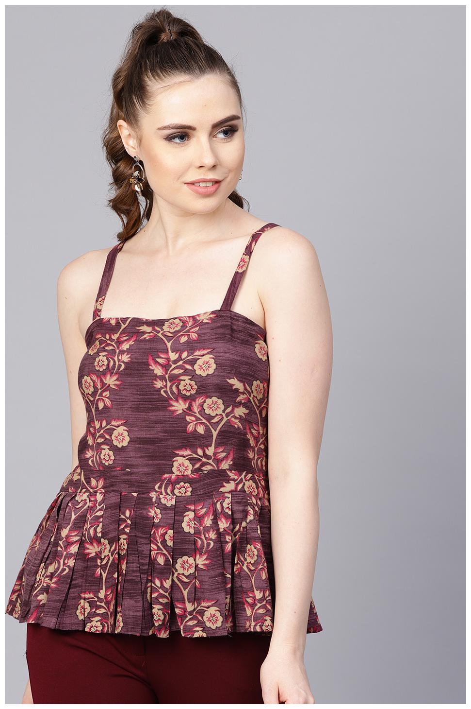 

AASI- HOUSE OF NAYO Women Printed Regular top - Purple