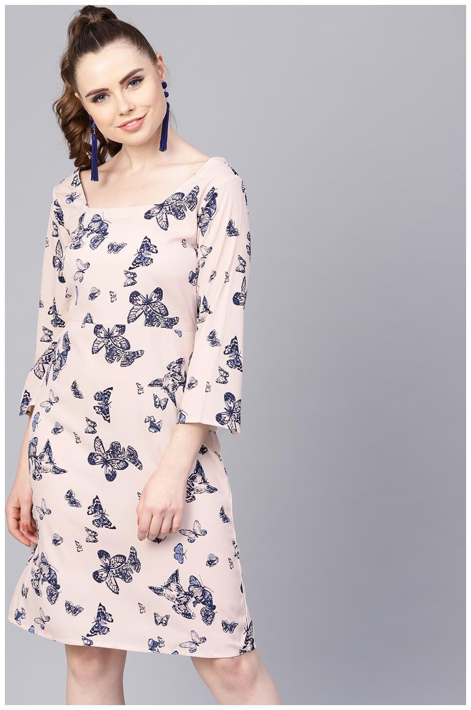 

AASI- HOUSE OF NAYO Pink Printed Fit flare dress