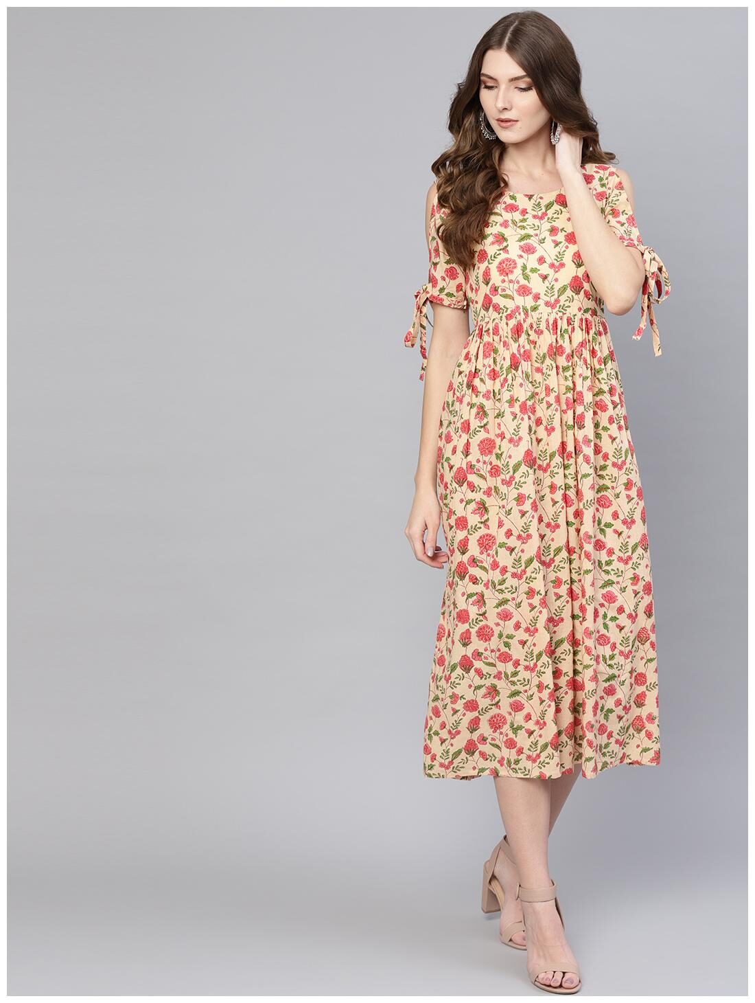 

AASI- HOUSE OF NAYO Beige Floral Maxi dress