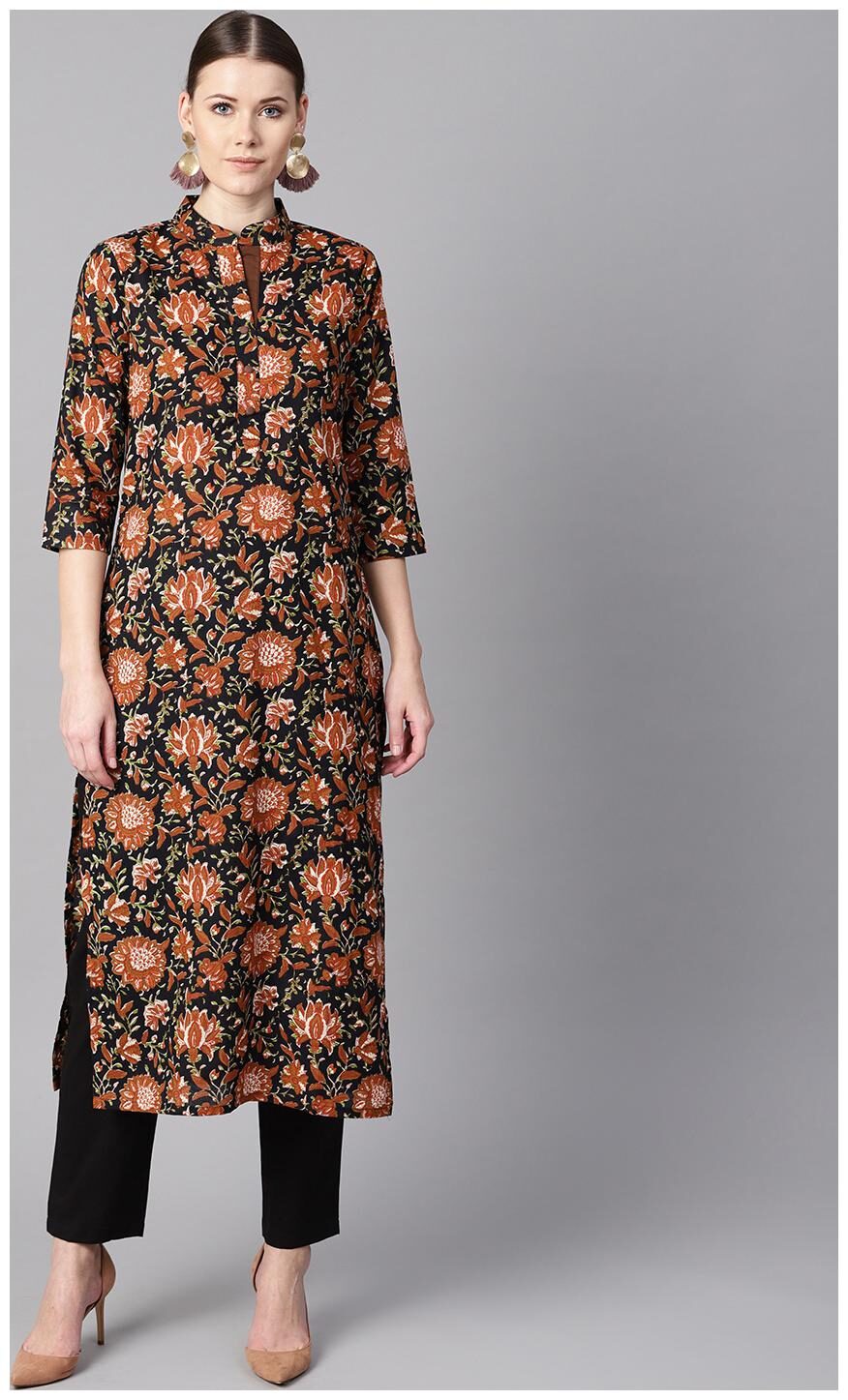

AASI- HOUSE OF NAYO Women Multi Floral Anarkali Kurta With Pants