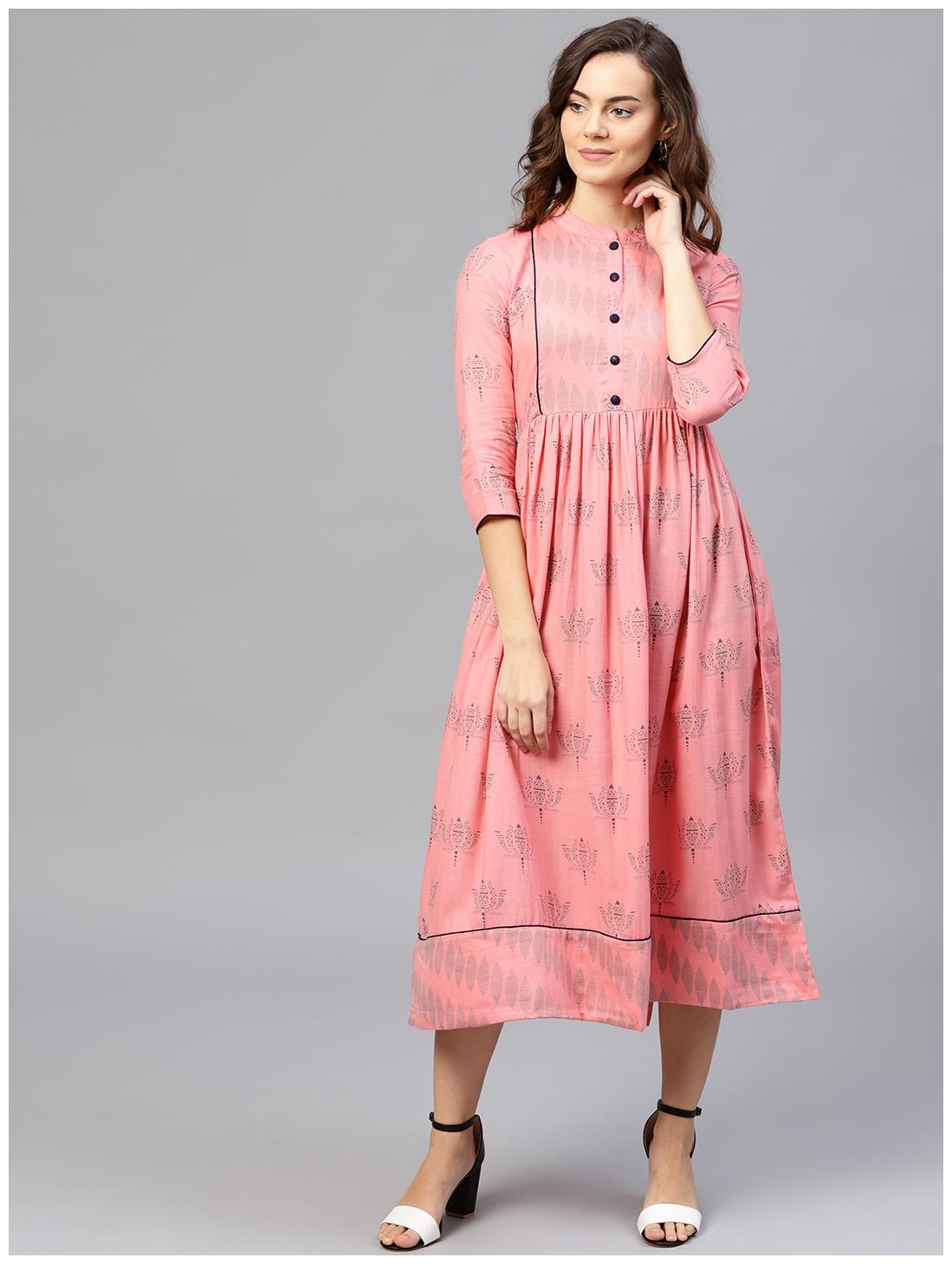 

AASI- HOUSE OF NAYO Pink Printed Maxi dress