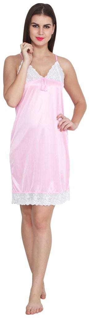 Abacada's Women satin Babydoll night dress Short Length Free Size Babypink