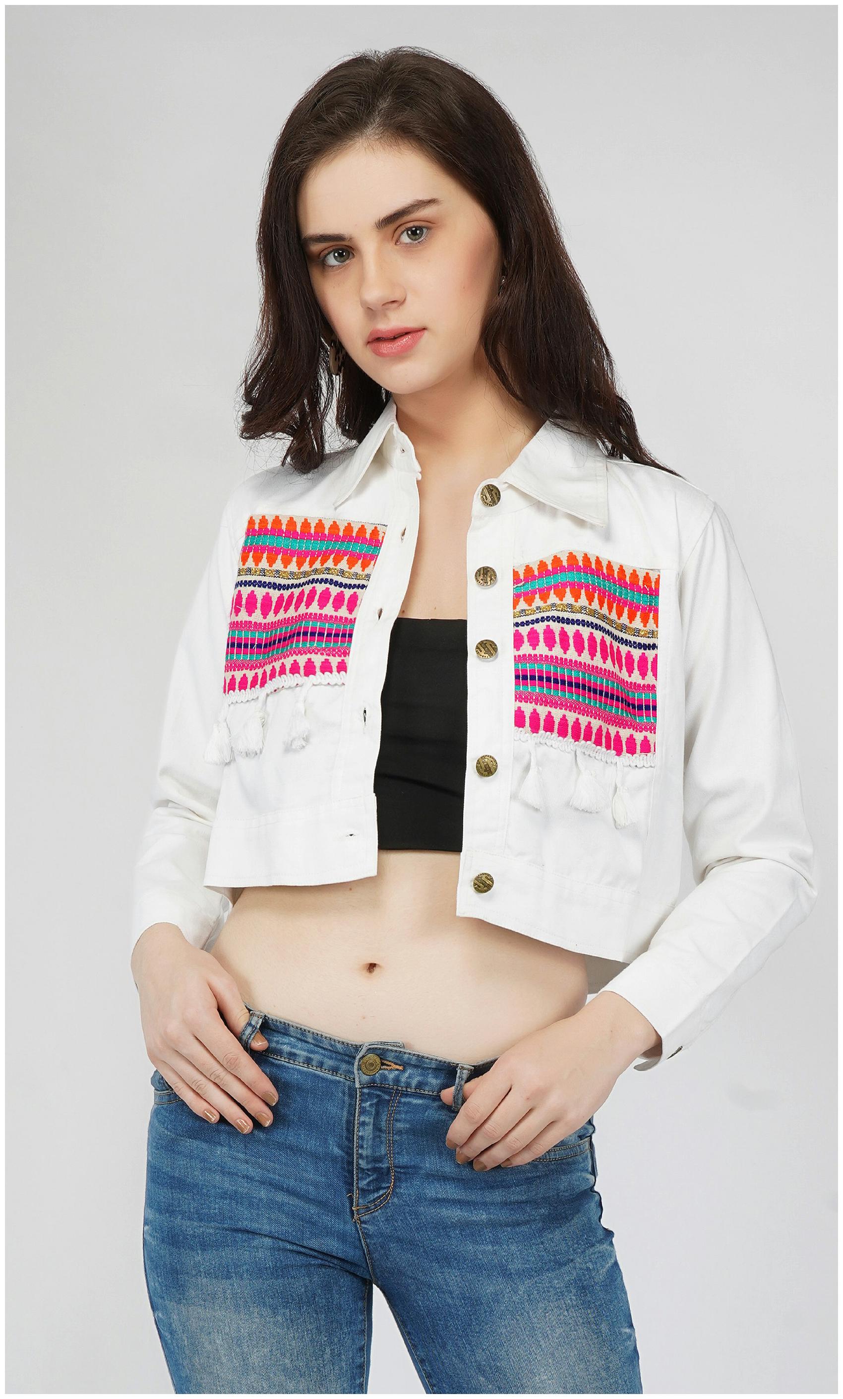 

ABelya Women Embroidered Regular Jacket - White