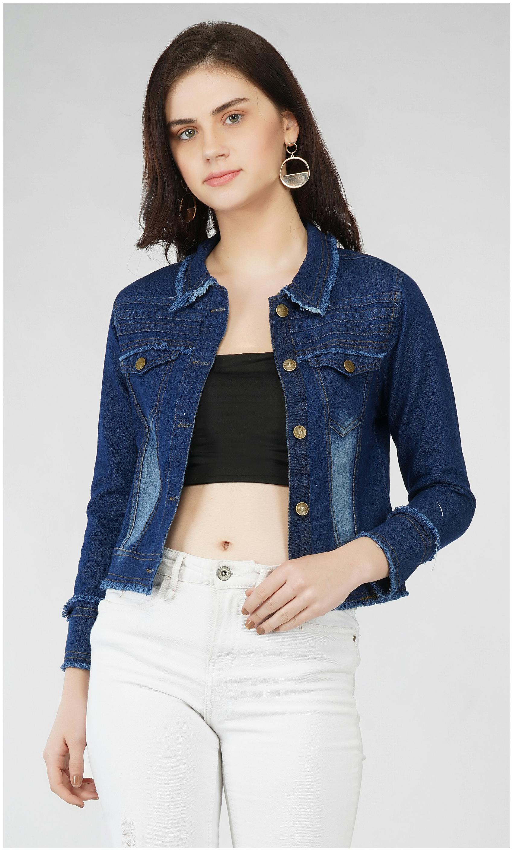 

ABelya Women Washed Denim Jacket - Blue