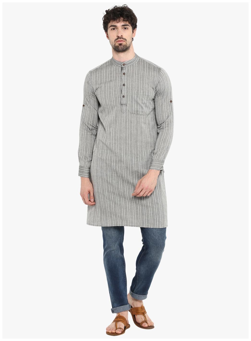 

Abhiyuthan Men Grey Regular Fit Kurta