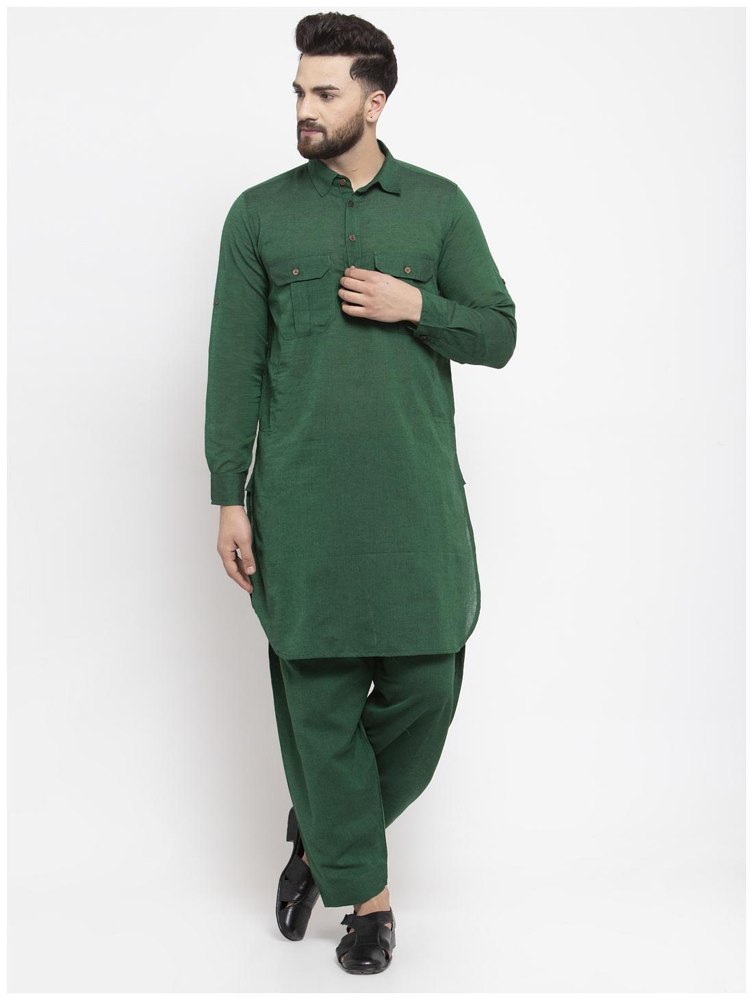 

Abhiyuthan Men Green Regular Fit Kurta