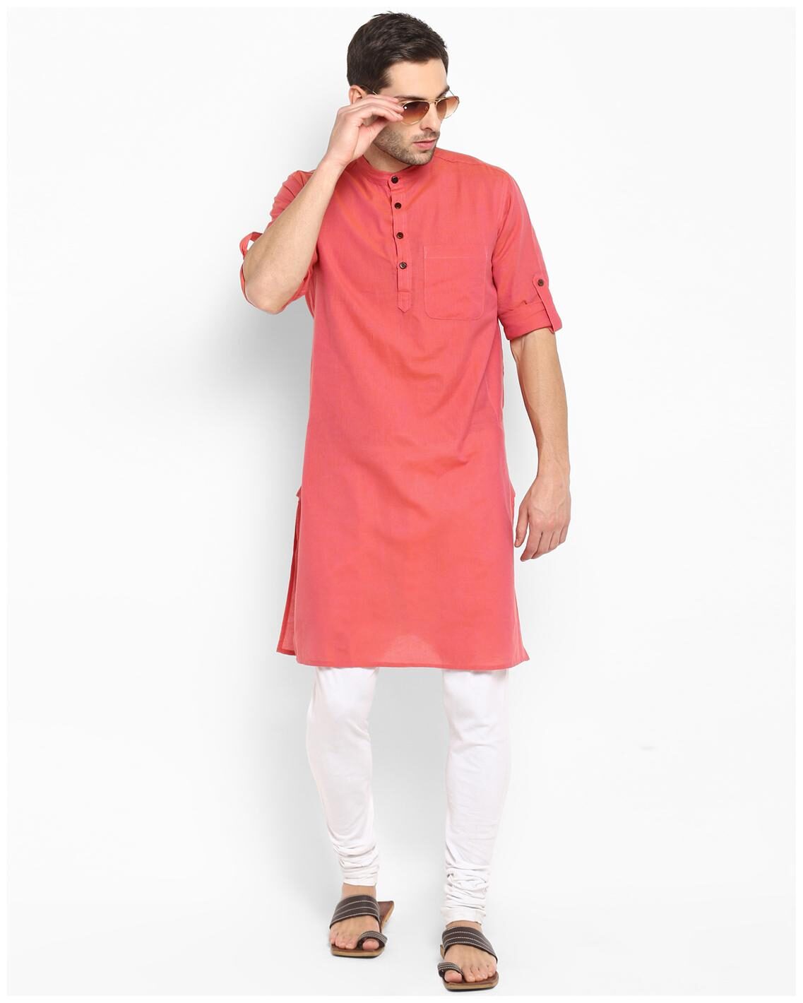 

Abhiyuthan Men Pink Regular Fit Kurta