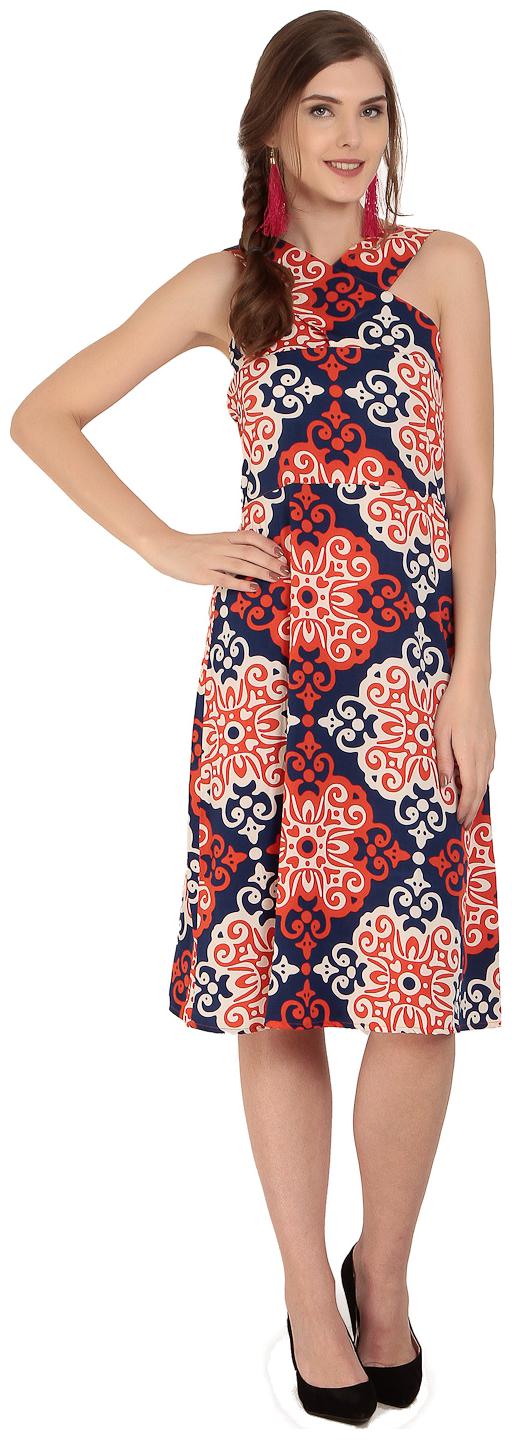 

Abiti Bella Blue Printed A-line dress