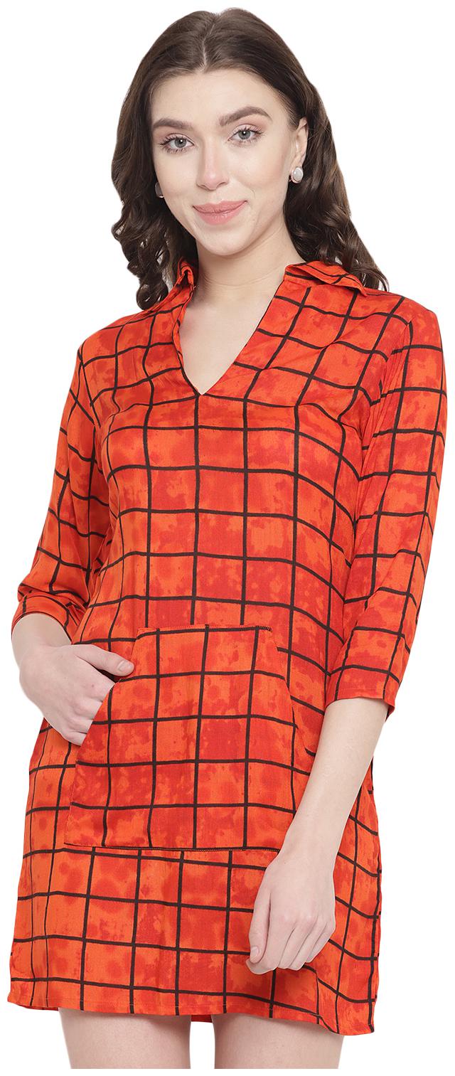 

Abiti Bella Red Checked A-line dress