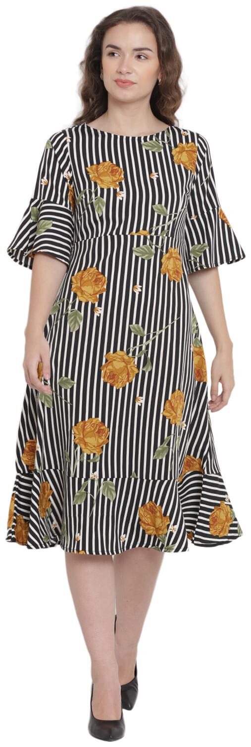 

Abiti Bella Black Floral Fit flare dress