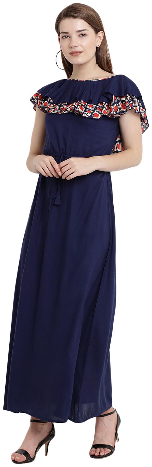 

Abiti Bella Blue Solid Fit flare dress