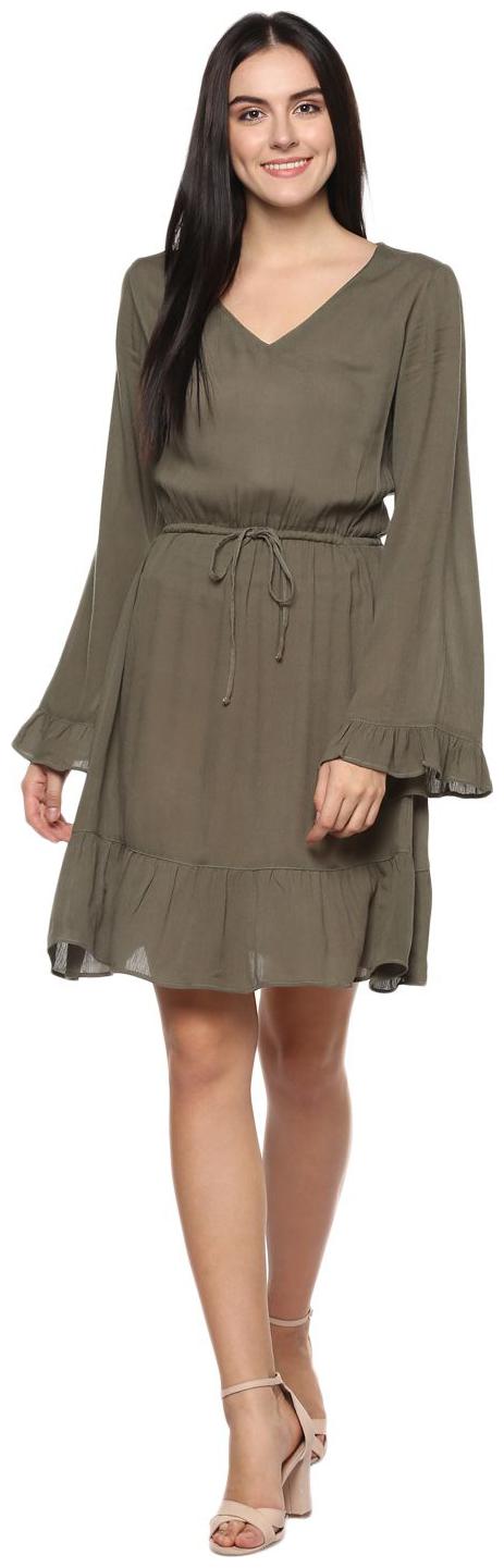 

Abiti Bella Green Solid Fit flare dress