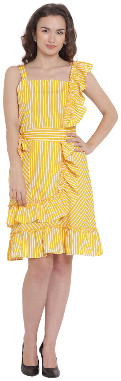 

Abiti Bella Yellow Striped Fit flare dress