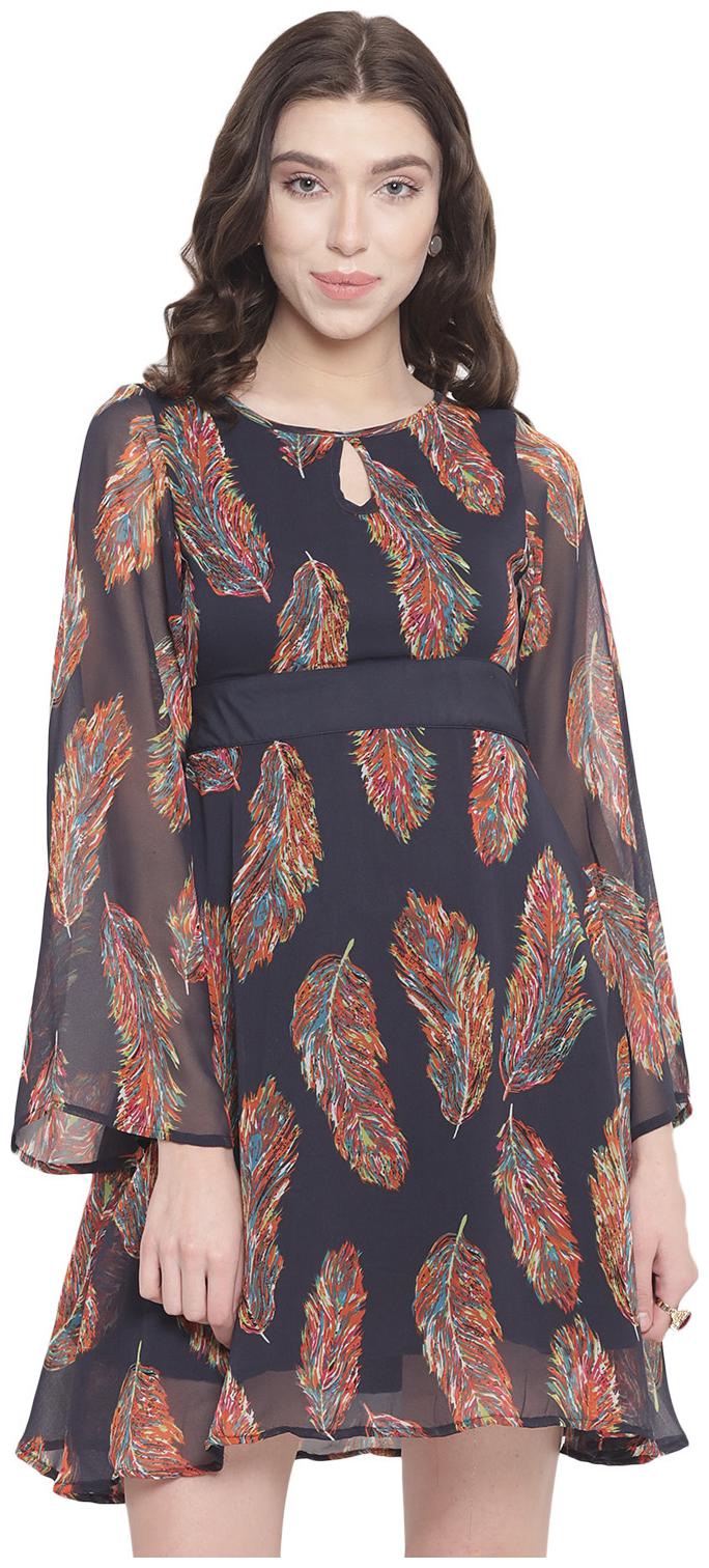 

Abiti Bella Brown Printed Fit flare dress