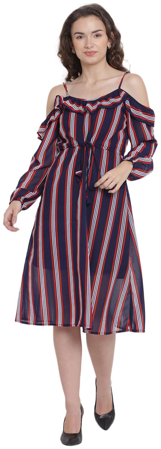

Abiti Bella Blue Striped Fit flare dress