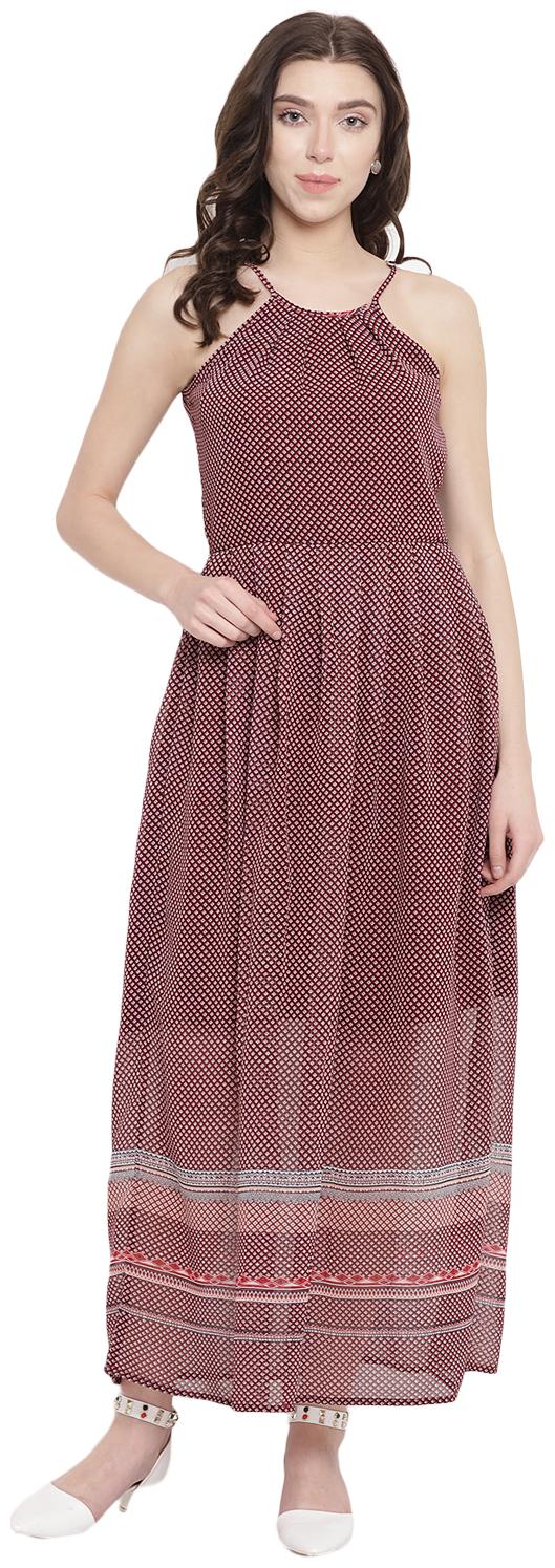 

Abiti Bella Maroon Geometric Fit flare dress