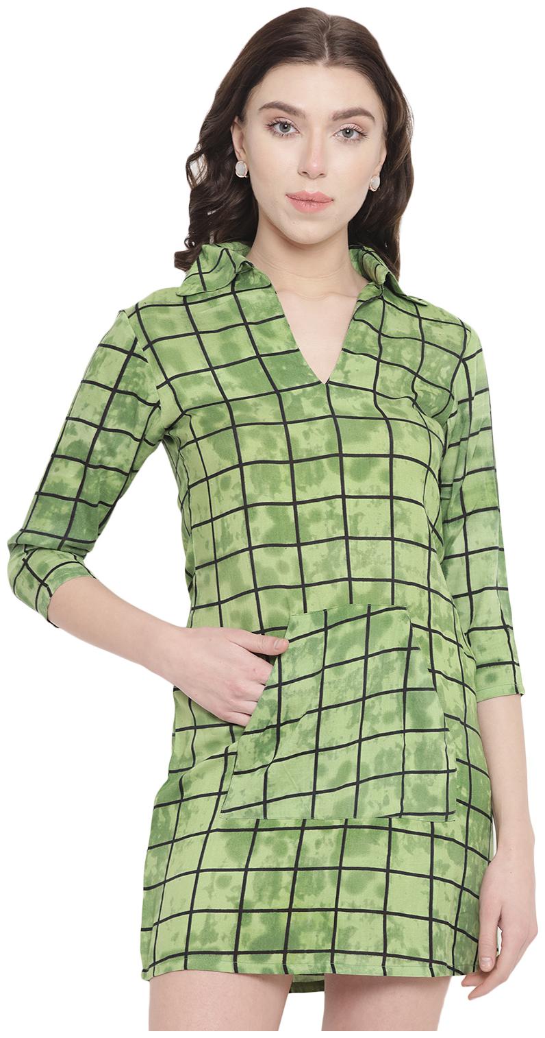 

Abiti Bella Green Checked A-line dress