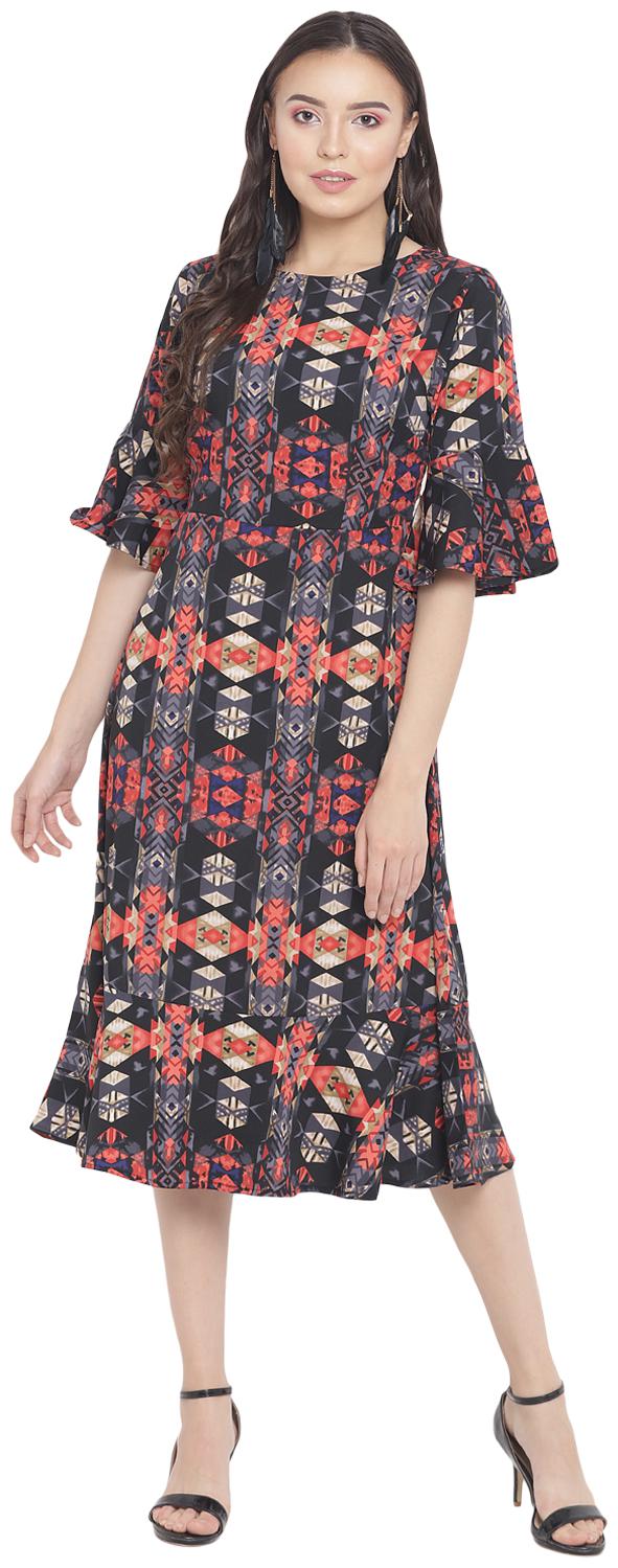 

Abiti Bella Multi Geometric Fit flare dress