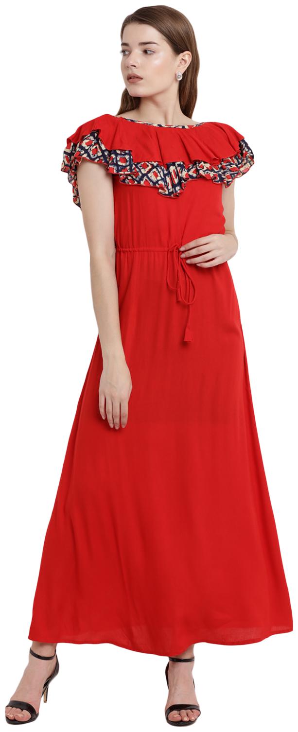 

Abiti Bella Red Solid Fit flare dress